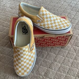 Vans Yellow Checkerboard Slip-On Shoes
